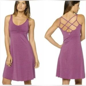 Prana-Rebecca Strappy-Purple-Striped-Active-Jersey-Dress-Athleisure-Size M